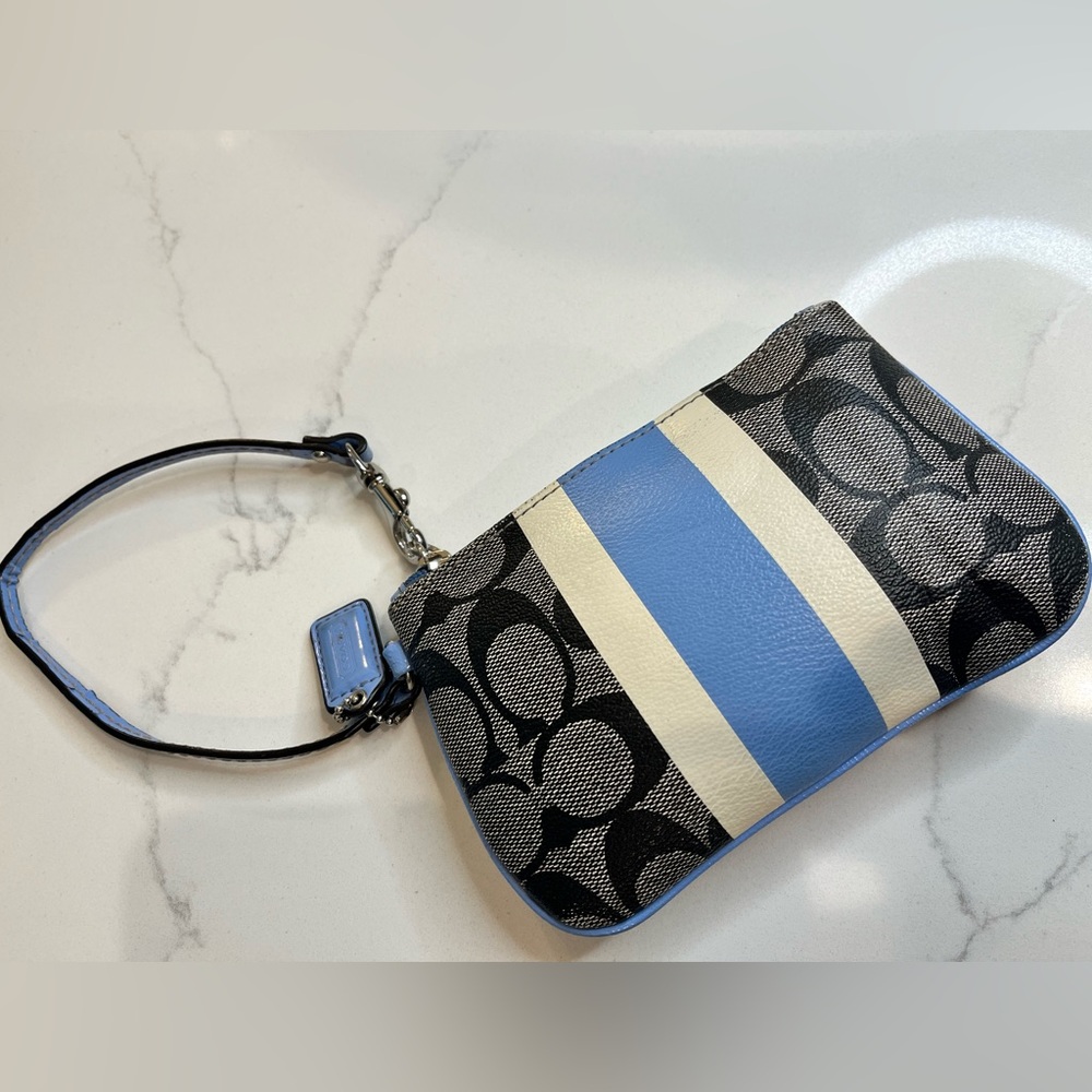 Coach Black and Blue Patterned Wristlet
